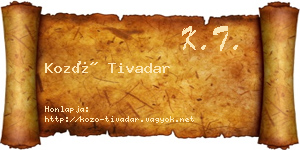 Kozó Tivadar névjegykártya